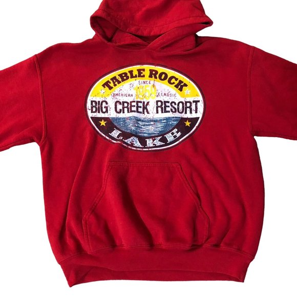 Gildan Heavy Blend Pullover Hoodie Mens M Used Table Rock Lake - Picture 4 of 12